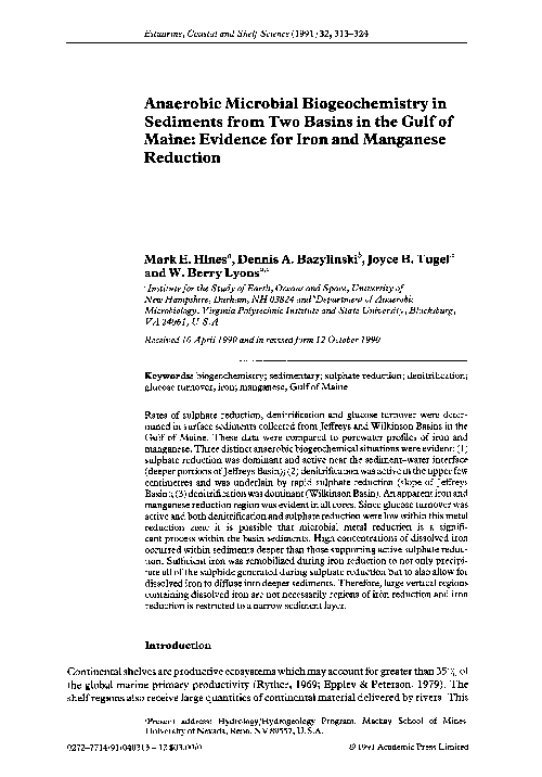 (PDF) Anaerobic microbial biogeochemistry in sediments from two Basins ...