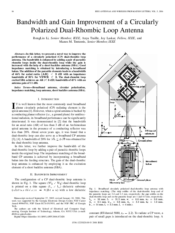 (PDF) Bandwidth and gain improvement of a circularly polarized dual ...