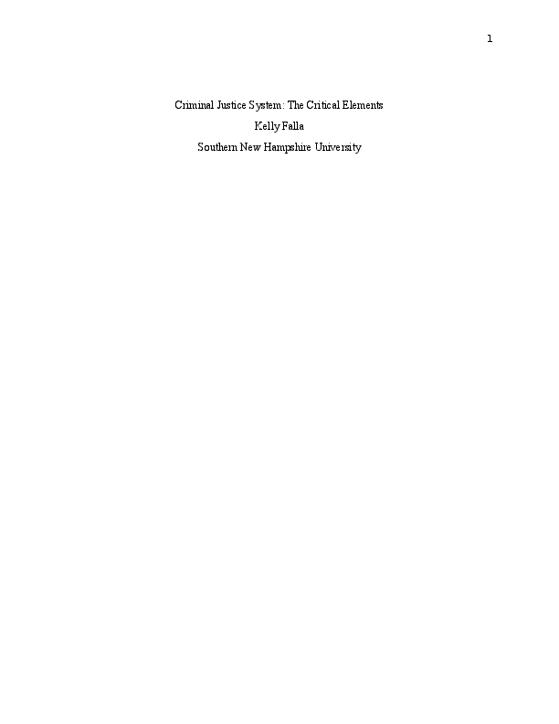 (DOC) Criminal Justice System: The Critical Elements