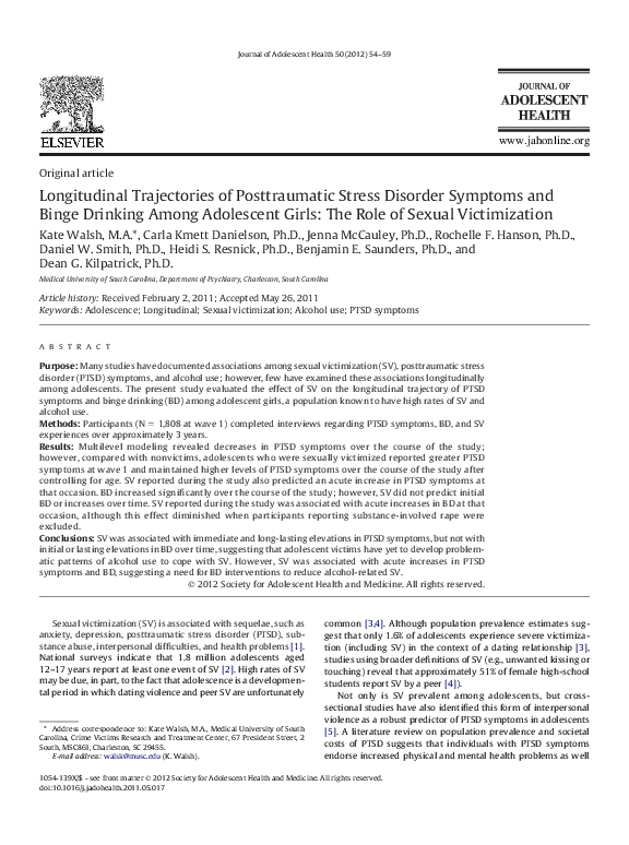 (PDF) Longitudinal Trajectories of Posttraumatic Stress Disorder ...