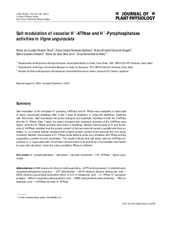 (PDF) Salt modulation of vacuolar H+-ATPase and H+-Pyrophosphatase ...