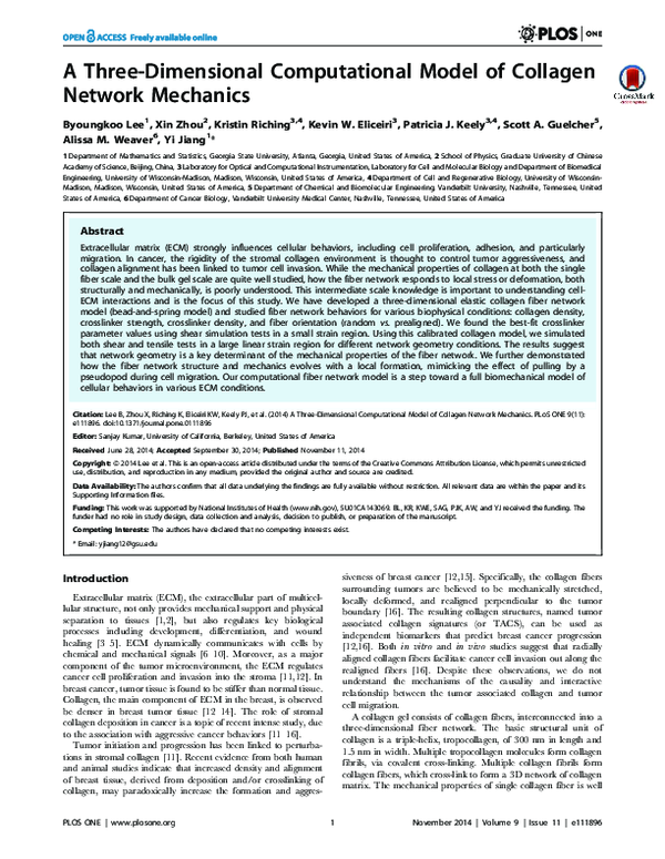 (PDF) A Three-Dimensional Computational Model of Collagen Network Mechanics