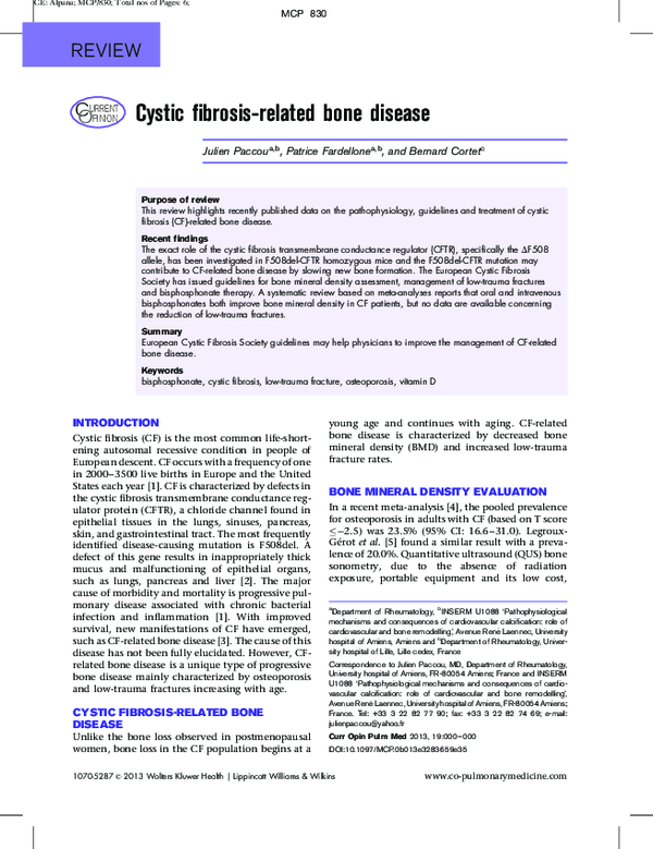 (PDF) Cystic fibrosis-related bone disease