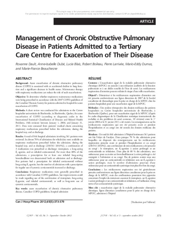(PDF) Management of chronic obstructive pulmonary disease: the Swiss ...
