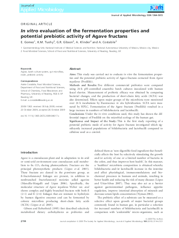 (PDF) In vitro evaluation of the fermentation properties and potential ...