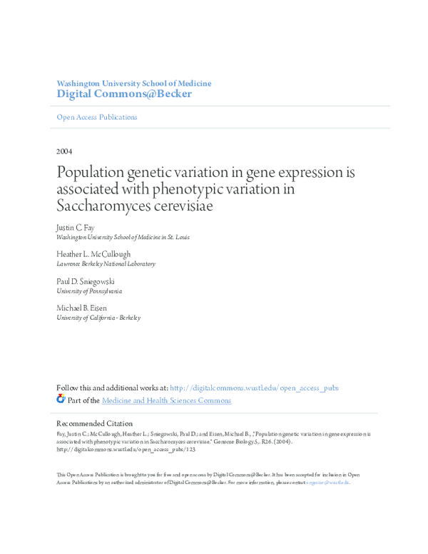 (PDF) Population genetic variation in gene expression is associated ...