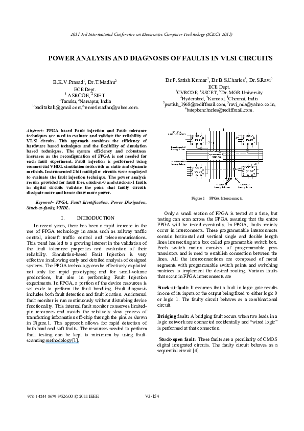 (PDF) Power analysis and diagnosis of faults in VLSI circuits