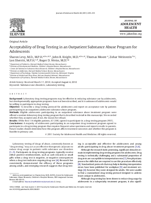 (PDF) Acceptability of Drug Testing in an Outpatient Substance Abuse ...