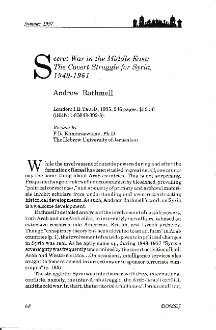 (PDF) Secret War in the Middle East: The Covert Struggle for Syria ...
