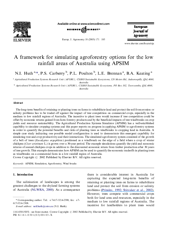 (PDF) A framework for simulating agroforestry options for the low ...