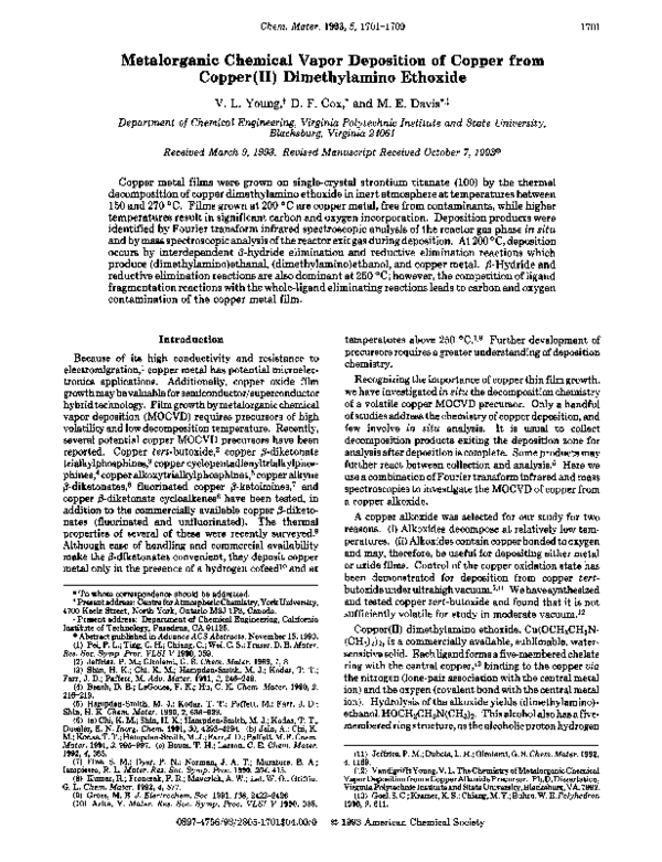 (PDF) Metal-Organic Chemical Vapor Deposition of Copper and Copper(I ...