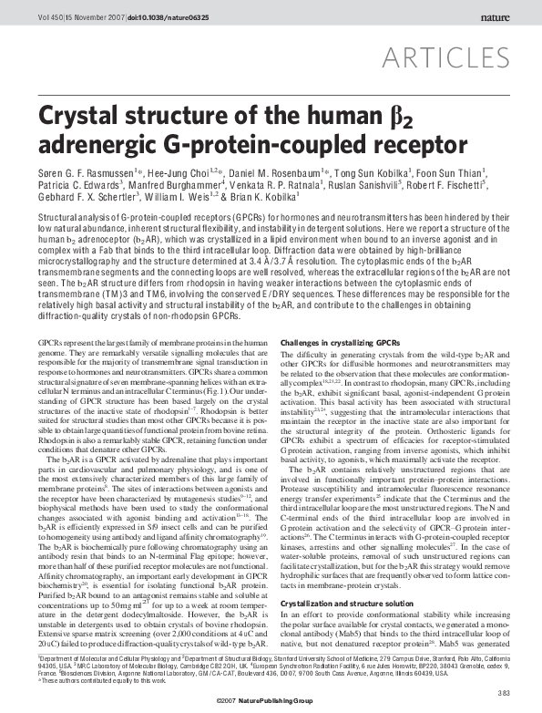 (PDF) Crystal structure of the human β2 adrenergic G-protein-coupled ...