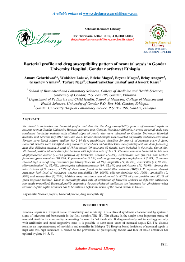 (PDF) Bacterial profile and drug susceptibility pattern of urinary ...