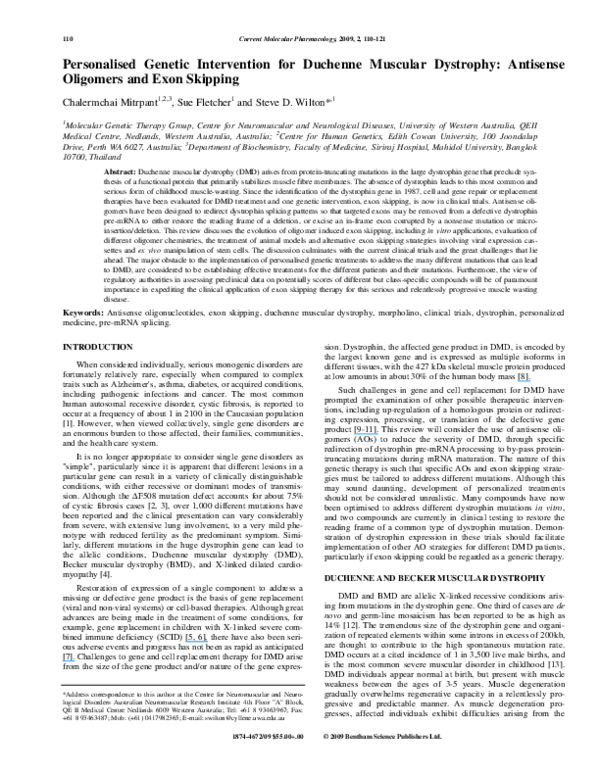 (PDF) Personalised genetic intervention for Duchenne muscular dystrophy ...