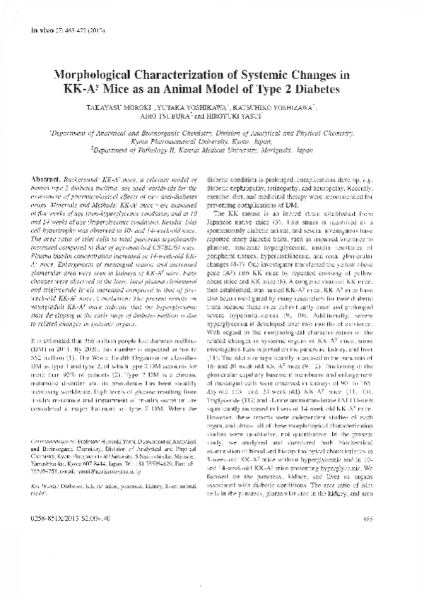 Morphological characterization of systemic changes in KK-Ay mice as an animal model of type 2 diabetes