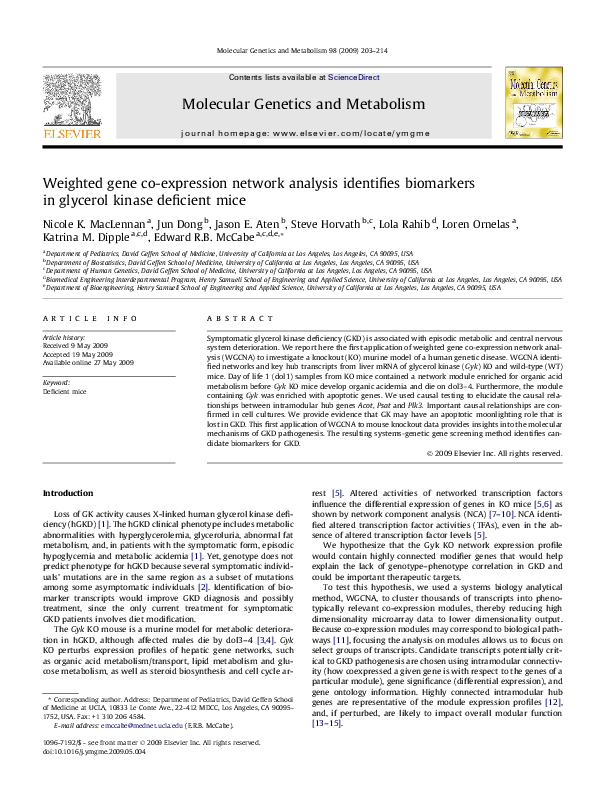 (PDF) Weighted gene co-expression network analysis in identification of ...