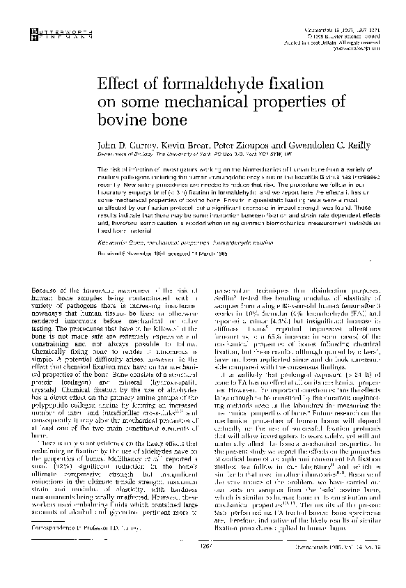 (PDF) Effect of formaldehyde fixation on some mechanical properties of