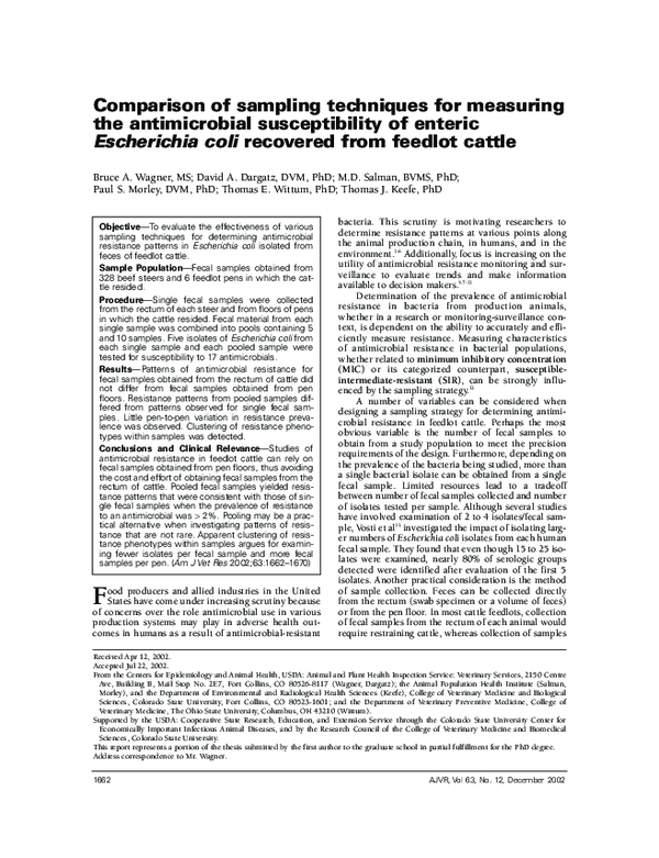 (PDF) Comparison of sampling techniques for measuring the antimicrobial ...