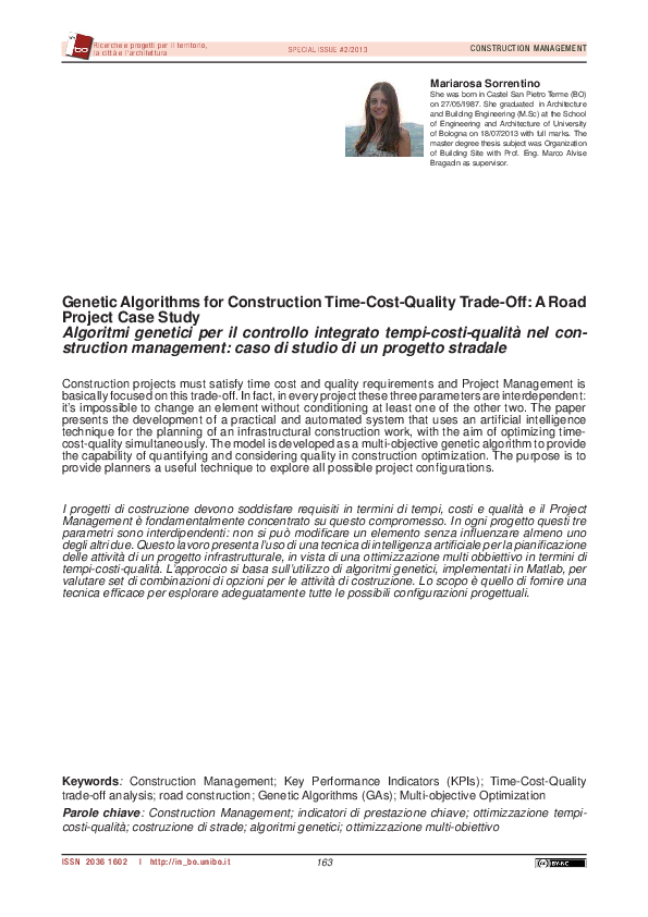 (PDF) CONSTRUCTION MANAGEMENT Algorithms for Construction Time