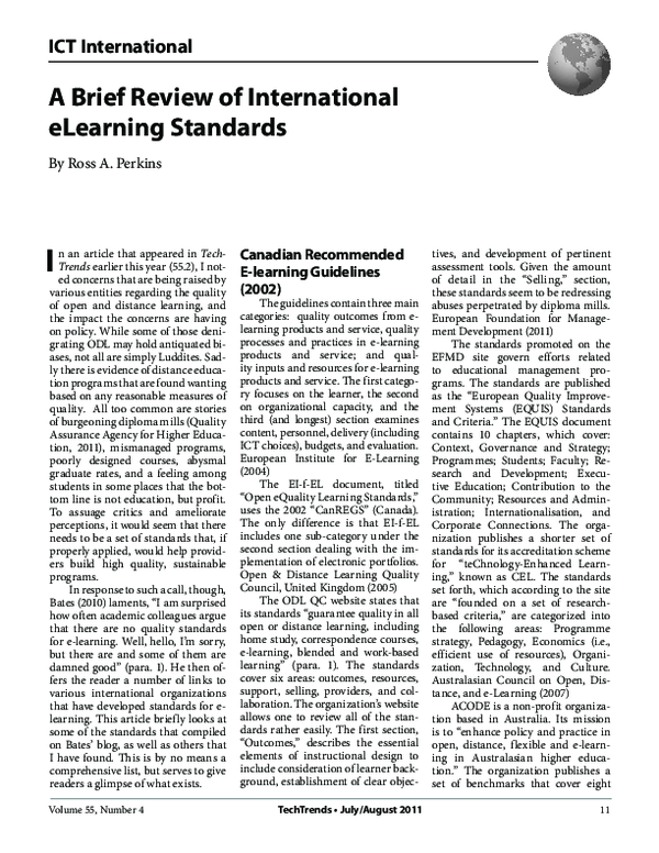 (PDF) A Brief Review of International eLearning Standards