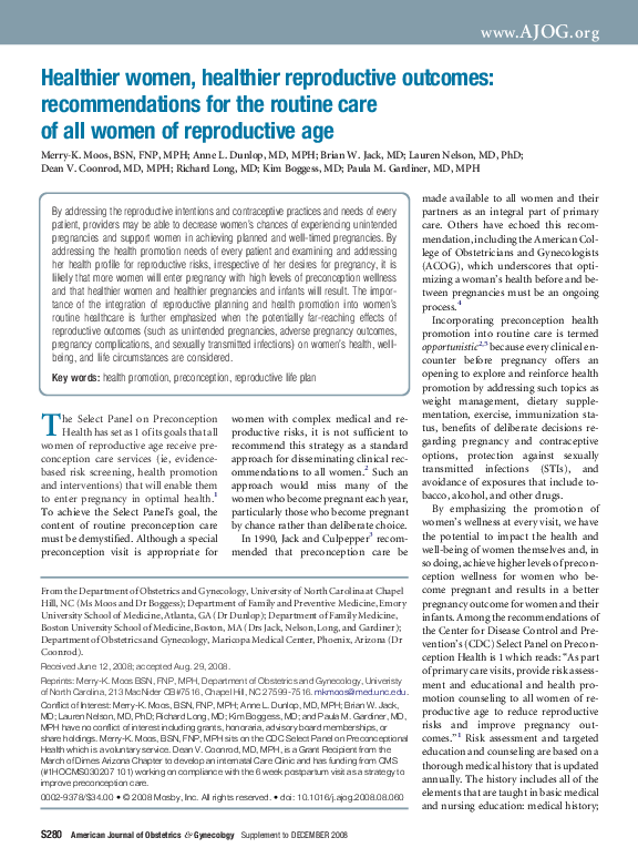 (PDF) Healthier women, healthier reproductive