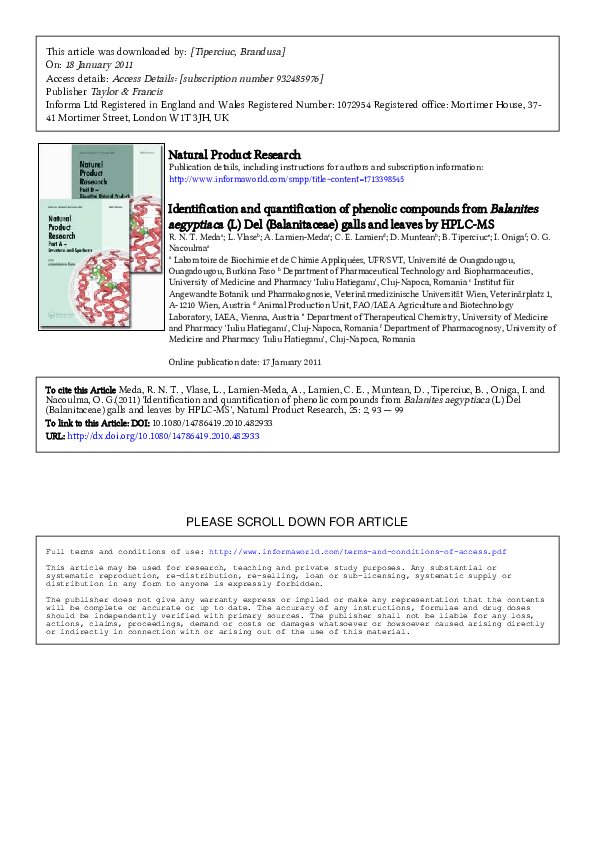 (PDF) Identification and quantification of phenolic compounds and their ...