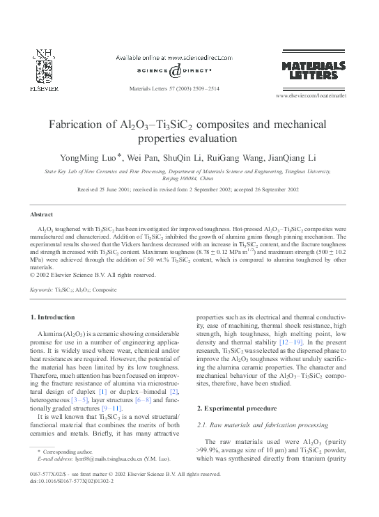 (PDF) Fabrication and mechanical properties of functionally graded ...