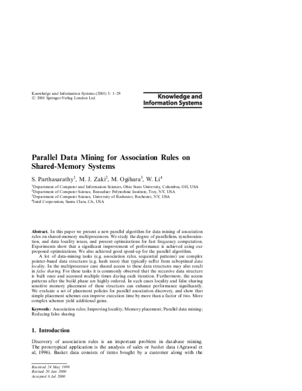 (PDF) Parallel Data Mining for Association Rules on Shared-Memory Systems