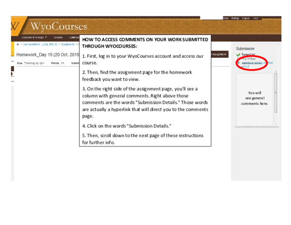 PDF) HOW TO ACCESS COMMENTS ON YOUR WORK SUBMITTED THROUGH WYOCOURSES |  Gabriela Volpato - Academia.edu