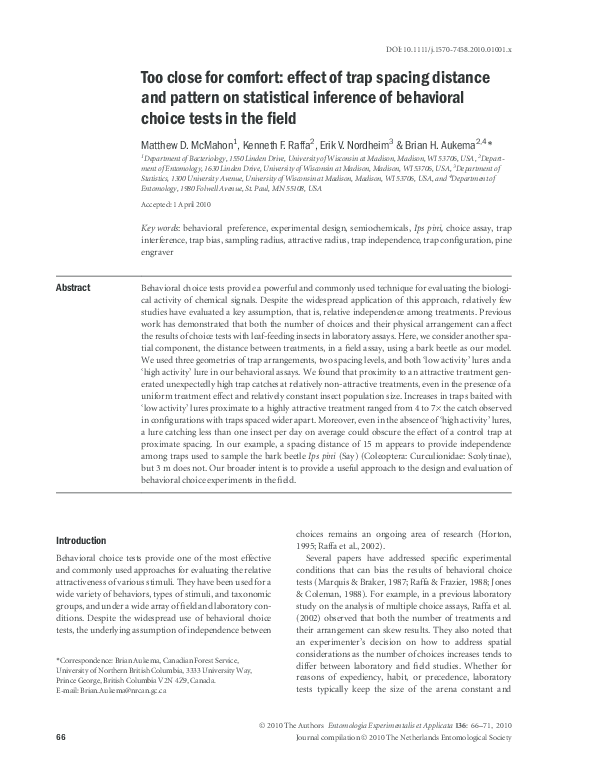 (PDF) Too close for comfort: effect of trap spacing distance and ...