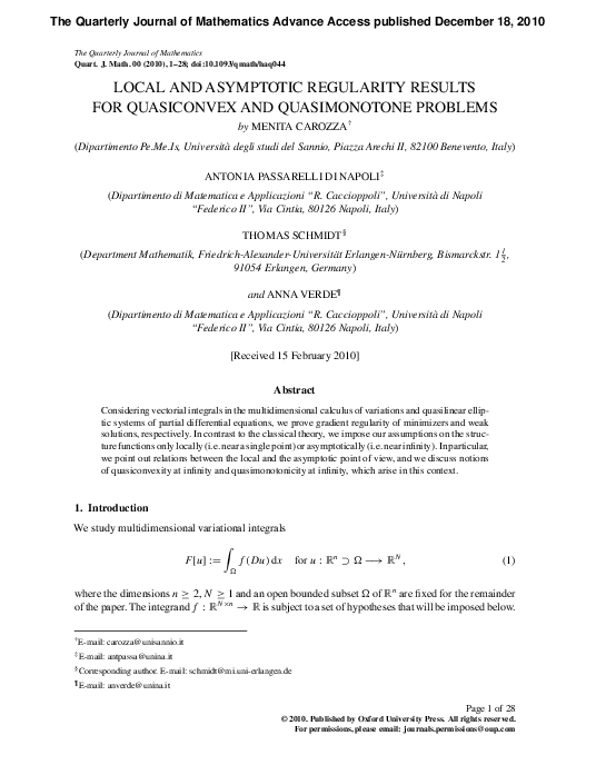 (PDF) Local and asymptotic regularity results for quasiconvex and ...