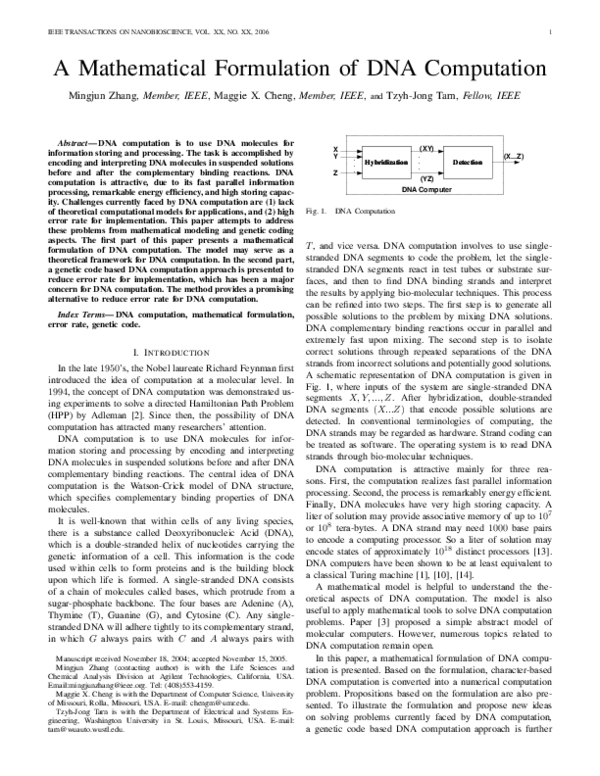  PDF A Mathematical Formulation Of DNA Computation Tzyh jong T J T J 