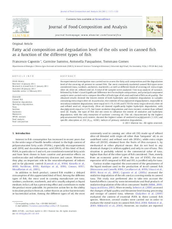 (PDF) Fatty acid composition and degradation level of the oils used in ...