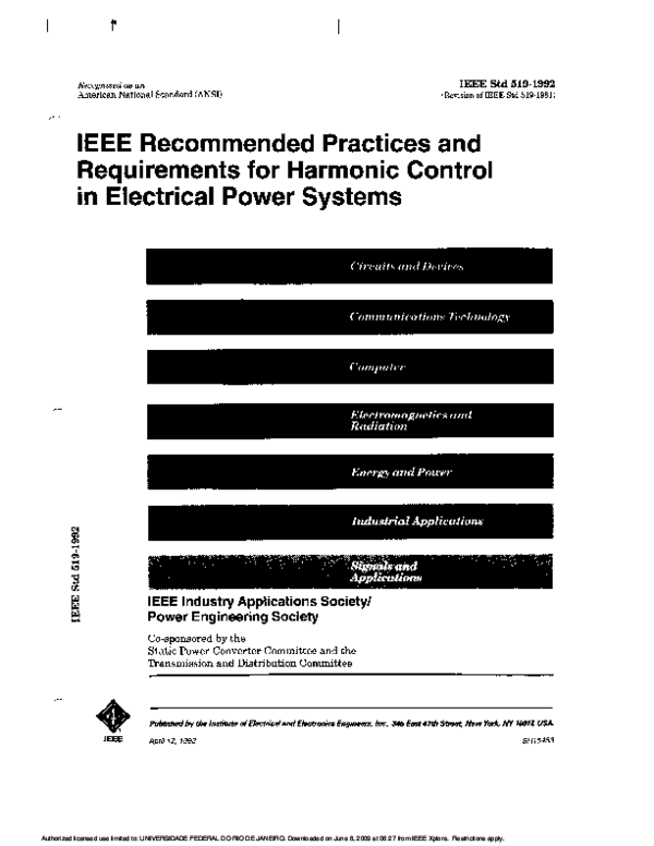 (PDF) IEEE Recommended Practices and Requirements for Harmonic Control ...