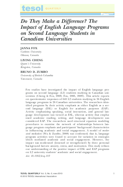 (PDF) Do They Make a Difference? The Impact of English Language ...
