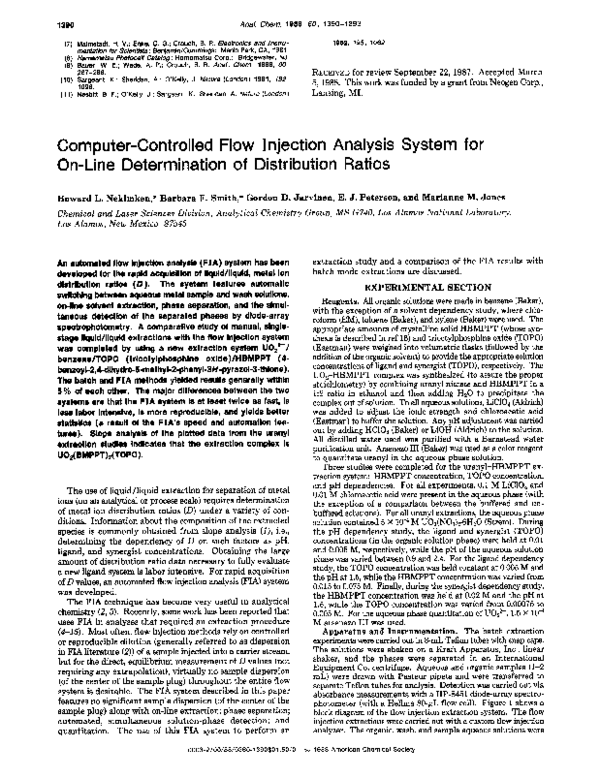 (PDF) Computer-controlled flow injection analysis system for on-line ...