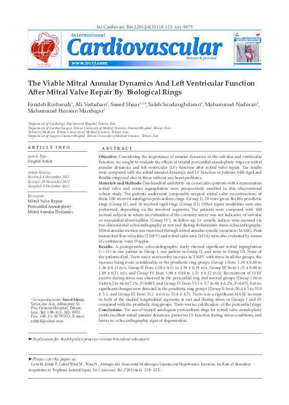(PDF) The viable mitral annular dynamics and left ventricular function ...