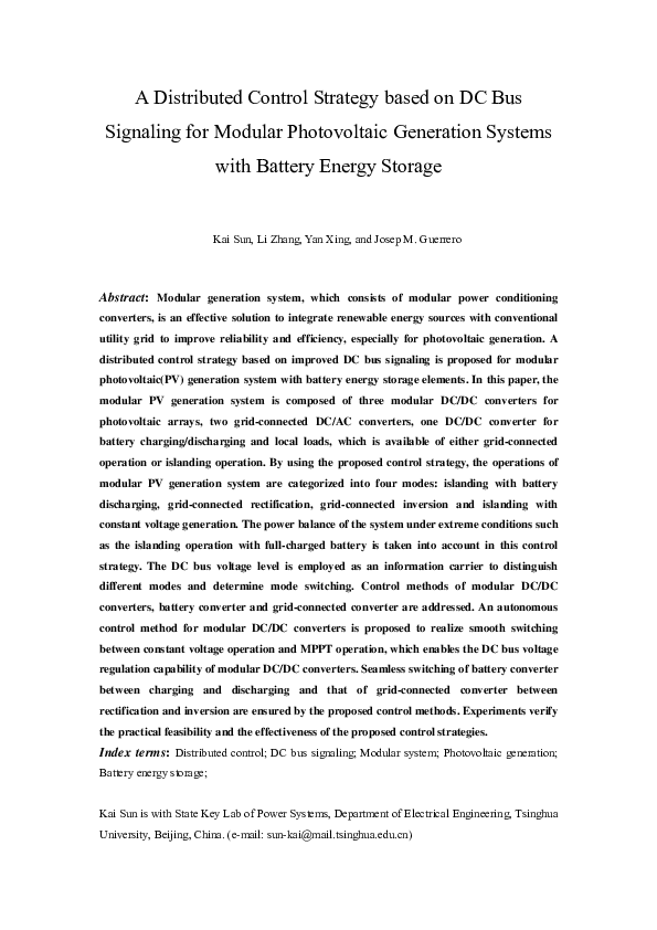 (PDF) A Distributed Control Strategy Based on DC Bus Signaling for ...