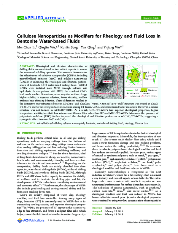 (PDF) Cellulose Nanoparticles as Modifiers for Rheology and Fluid Loss ...