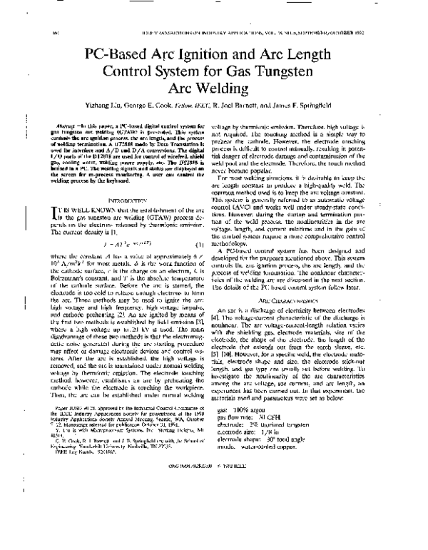 (PDF) PC-based arc ignition and arc length control system for gas ...