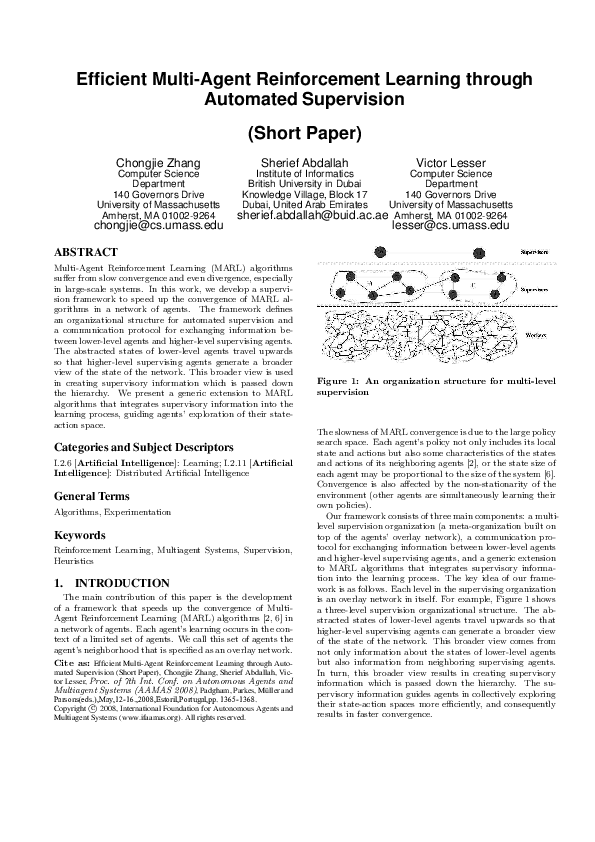 (PDF) Efficient multi-agent reinforcement learning through automated ...