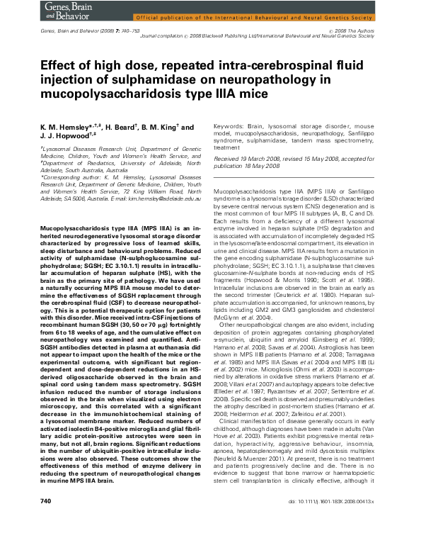 (PDF) Effect of high dose, repeated intra-cerebrospinal fluid injection ...