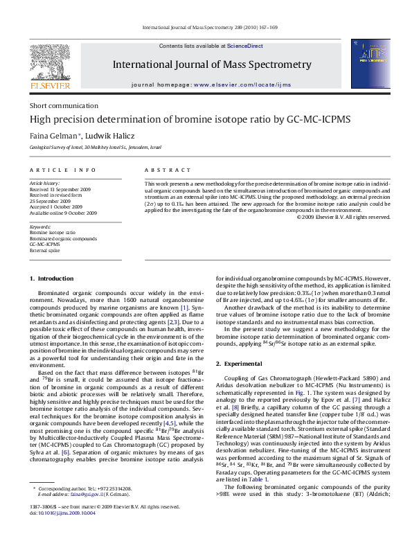 (PDF) High precision determination of bromine isotope ratio by GCMC