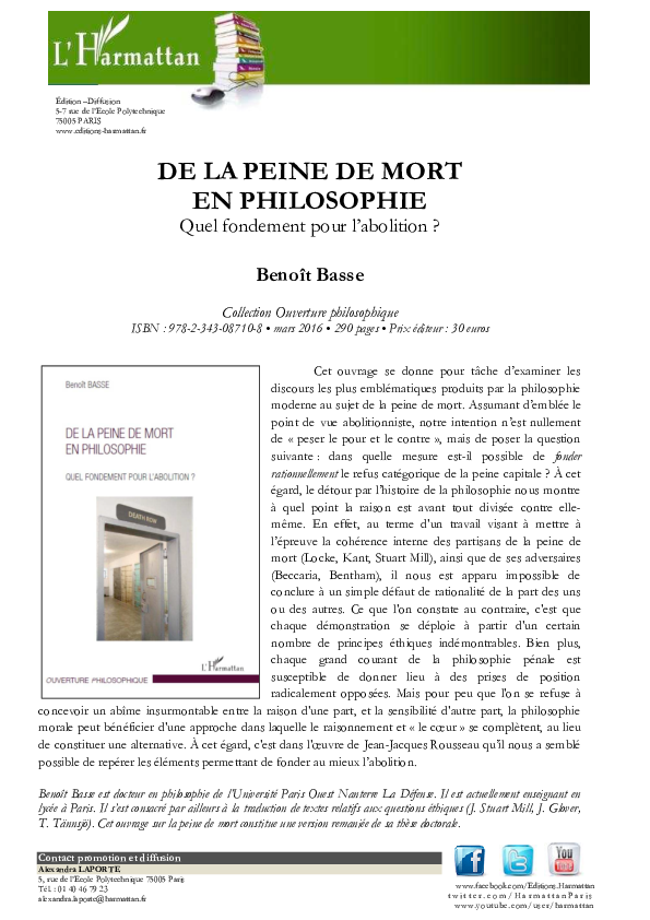 (PDF) De la peine de mort en philosophie. Quel fondement pour l ...