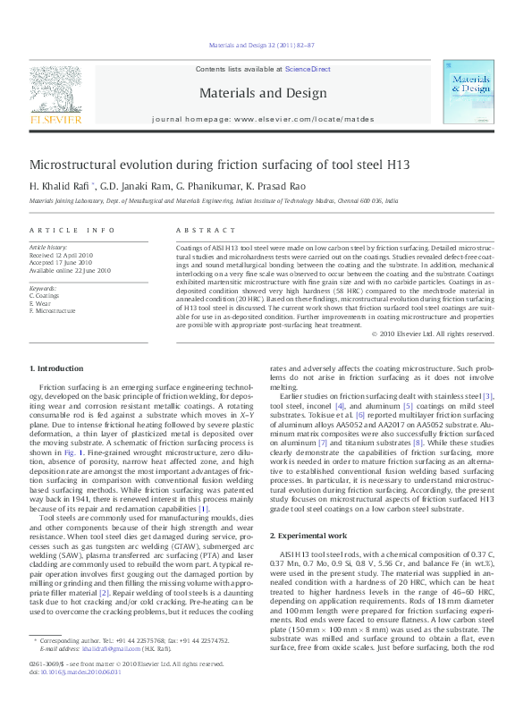 (PDF) Microstructural Evolution During Friction Surfacing of Austenitic ...