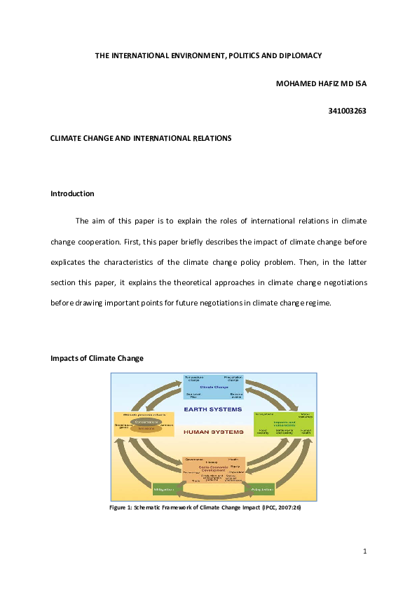 (PDF) CLIMATE CHANGE AND INTERNATIONAL RELATIONS