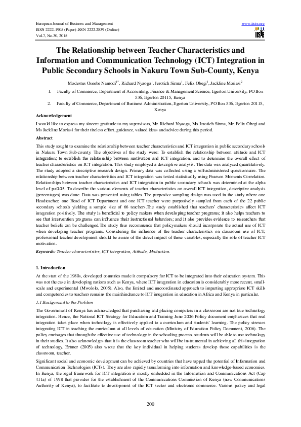 (PDF) The Relationship between Teacher Characteristics and Information ...