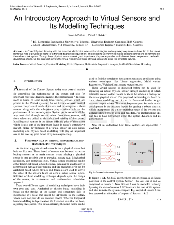 (PDF) An Introductory Approach to Virtual Sensors and Its Modelling ...