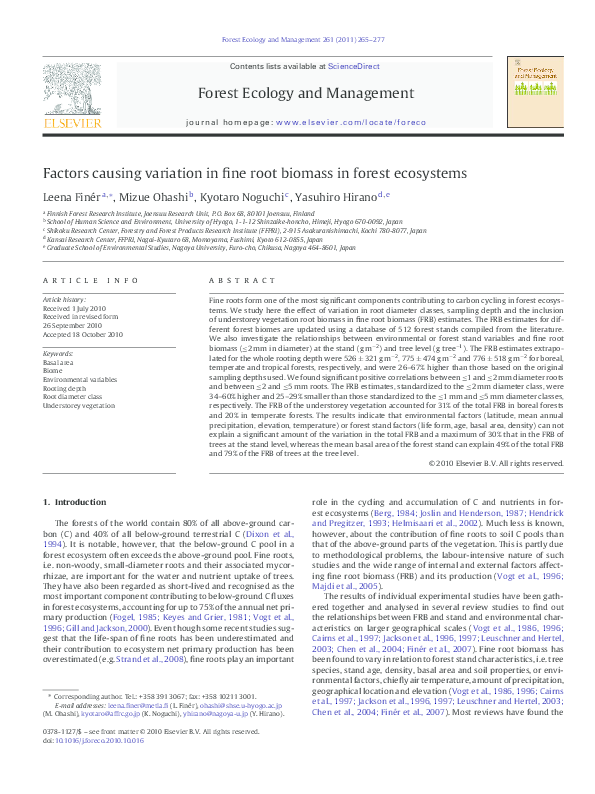 (PDF) Factors causing variation in fine root biomass in forest ecosystems