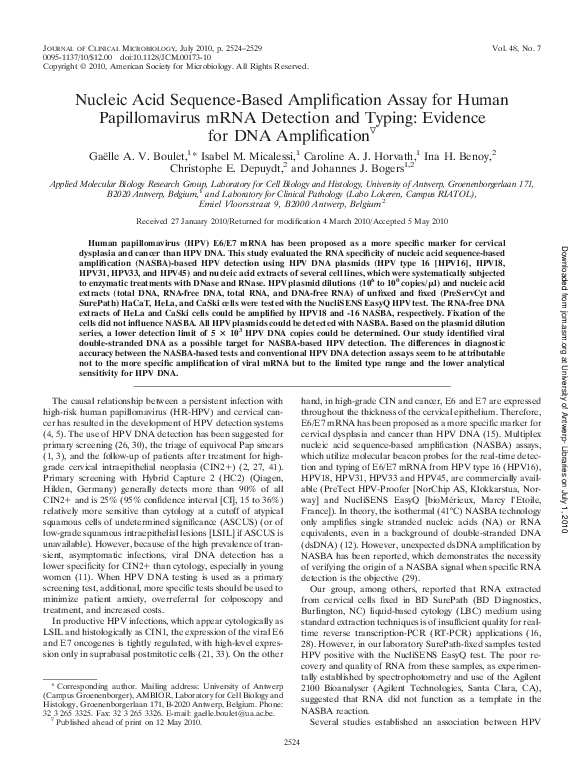 (PDF) Nucleic Acid Sequence-Based Amplification Assay for Human ...
